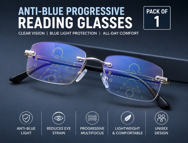 Anti-Blue Progressive Reading Glasses – Auto Focus Blue Cut Eyewear (Pack of 1)
