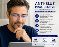 Anti-Blue Progressive Reading Glasses – Auto Focus Blue Cut Eyewear (Pack of 1)